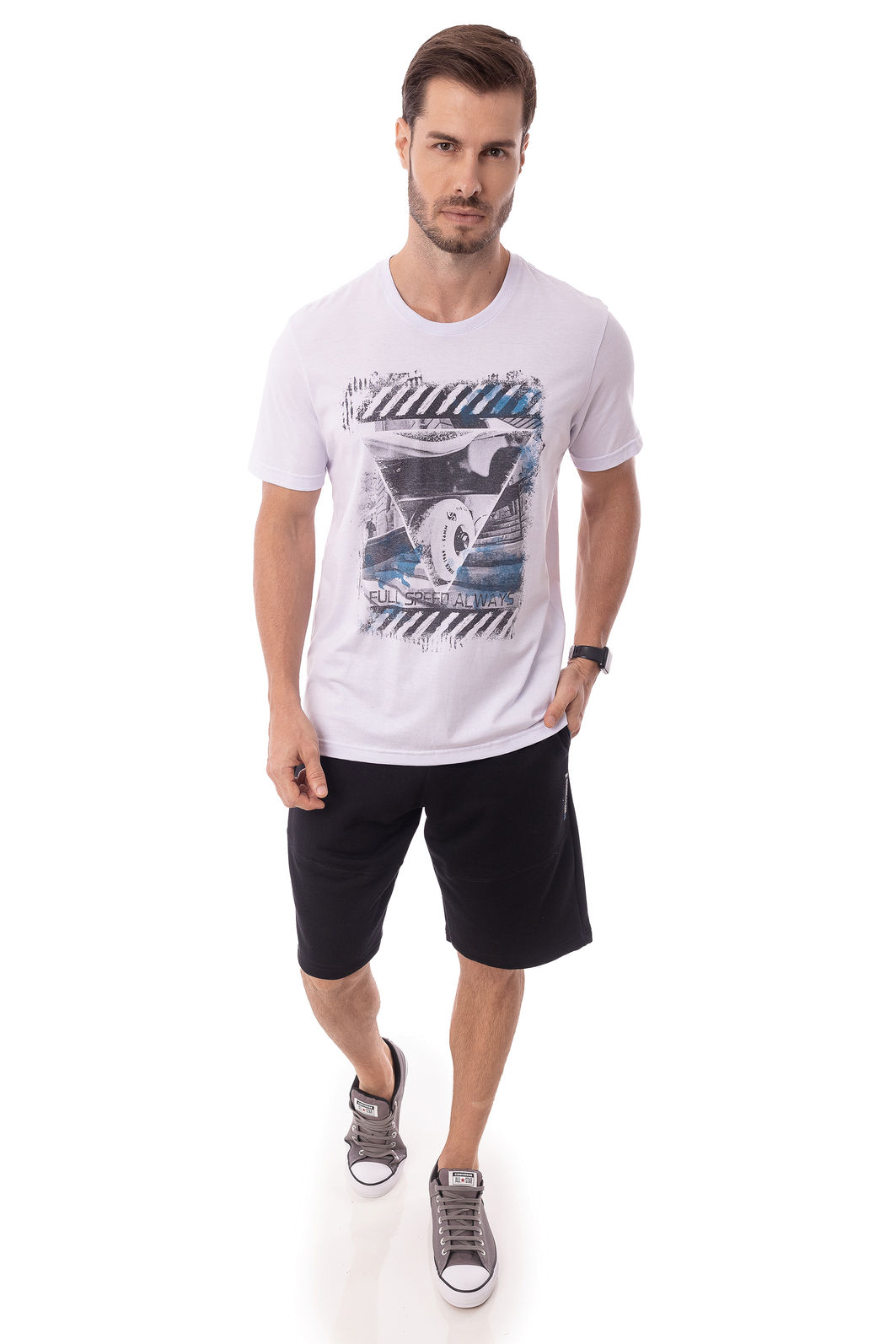 Camiseta Masculina Full Speed Branca Camiseta Masculina Full Speed Branca