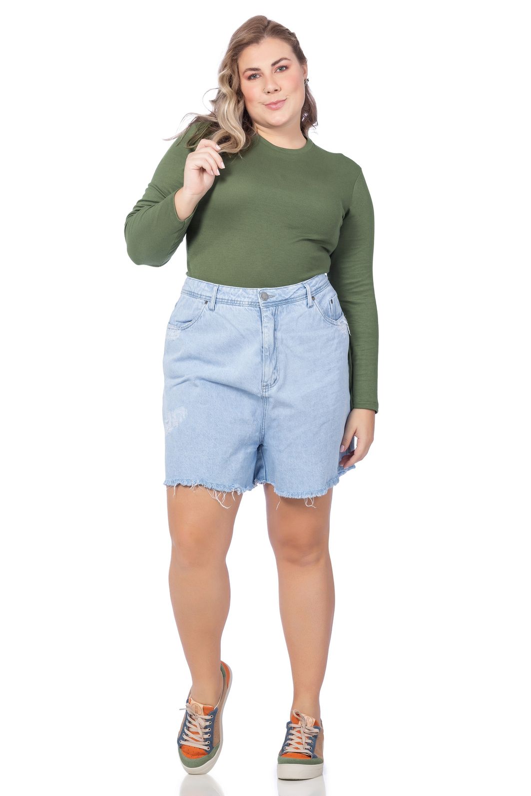 Body Feminino Plus Size Manga Longa Basico BGO Company Loja Virtual
