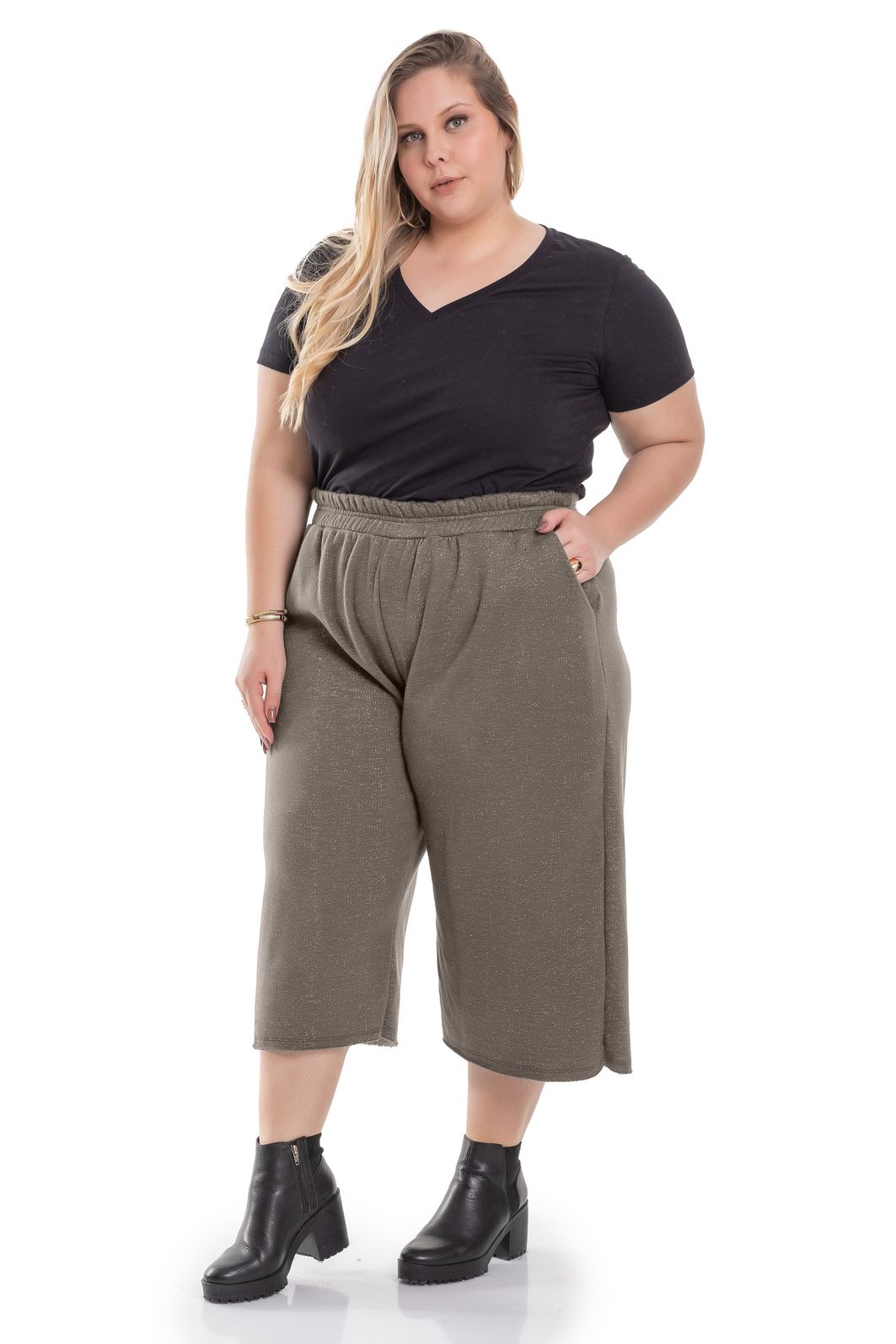 Bermuda de moletom feminina plus sales size