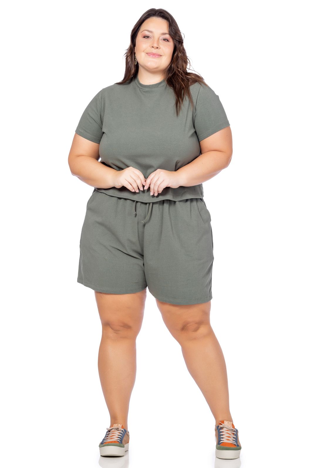 Conjunto Feminino Plus Size Liso Blusa e Shorts BGO Company - Loja Virtual