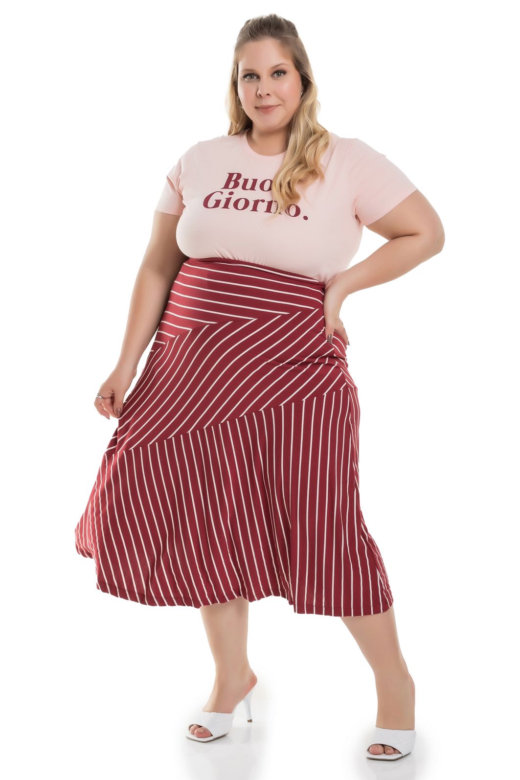 Saia longa listrada plus size 2025