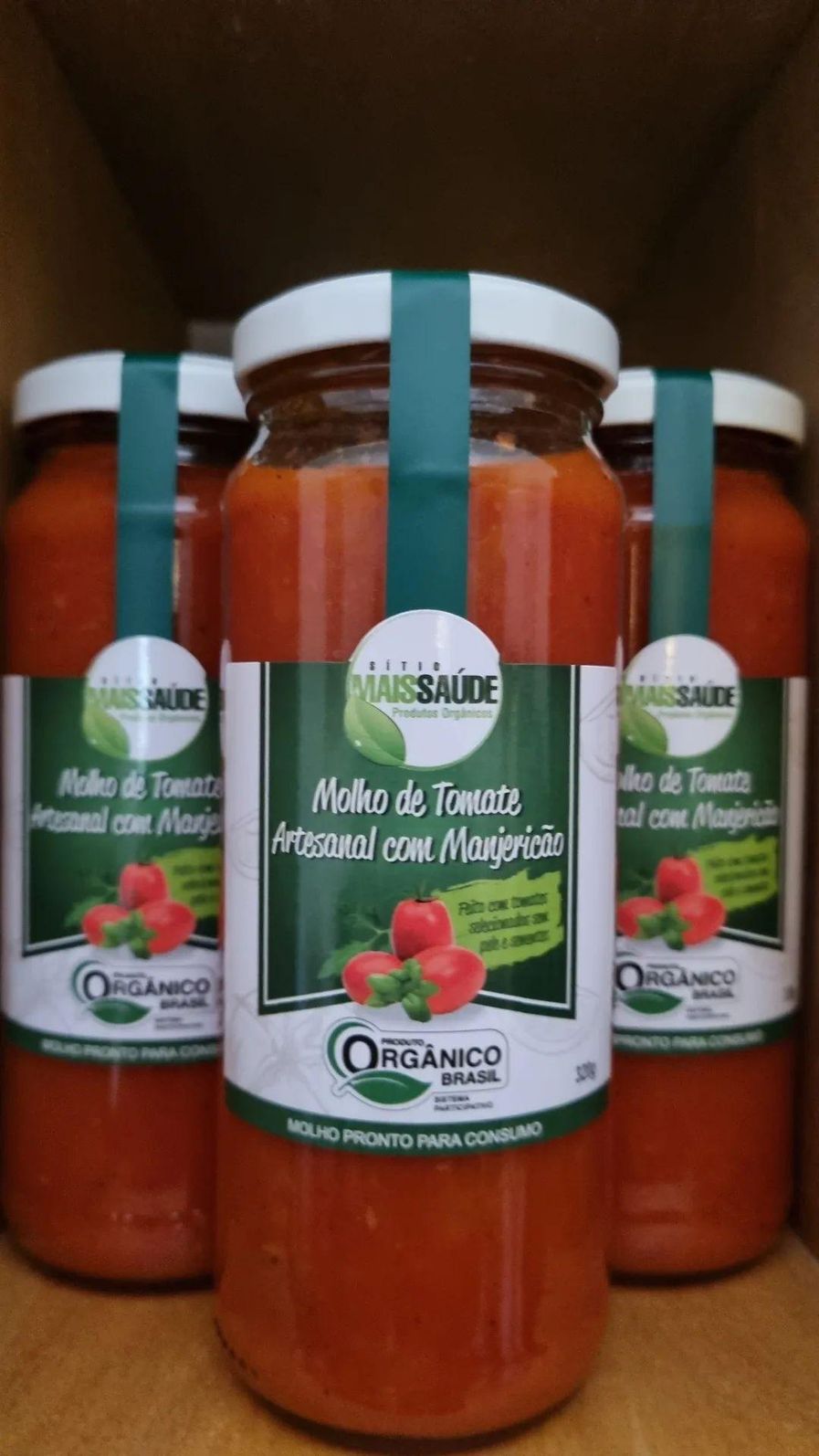 Molho de Tomate Orgânico Artesanal com Manjericão (320gr.)