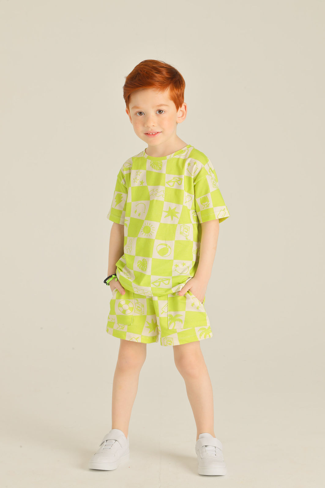 SHORTS UNISSEX QUADRI VERDINHO