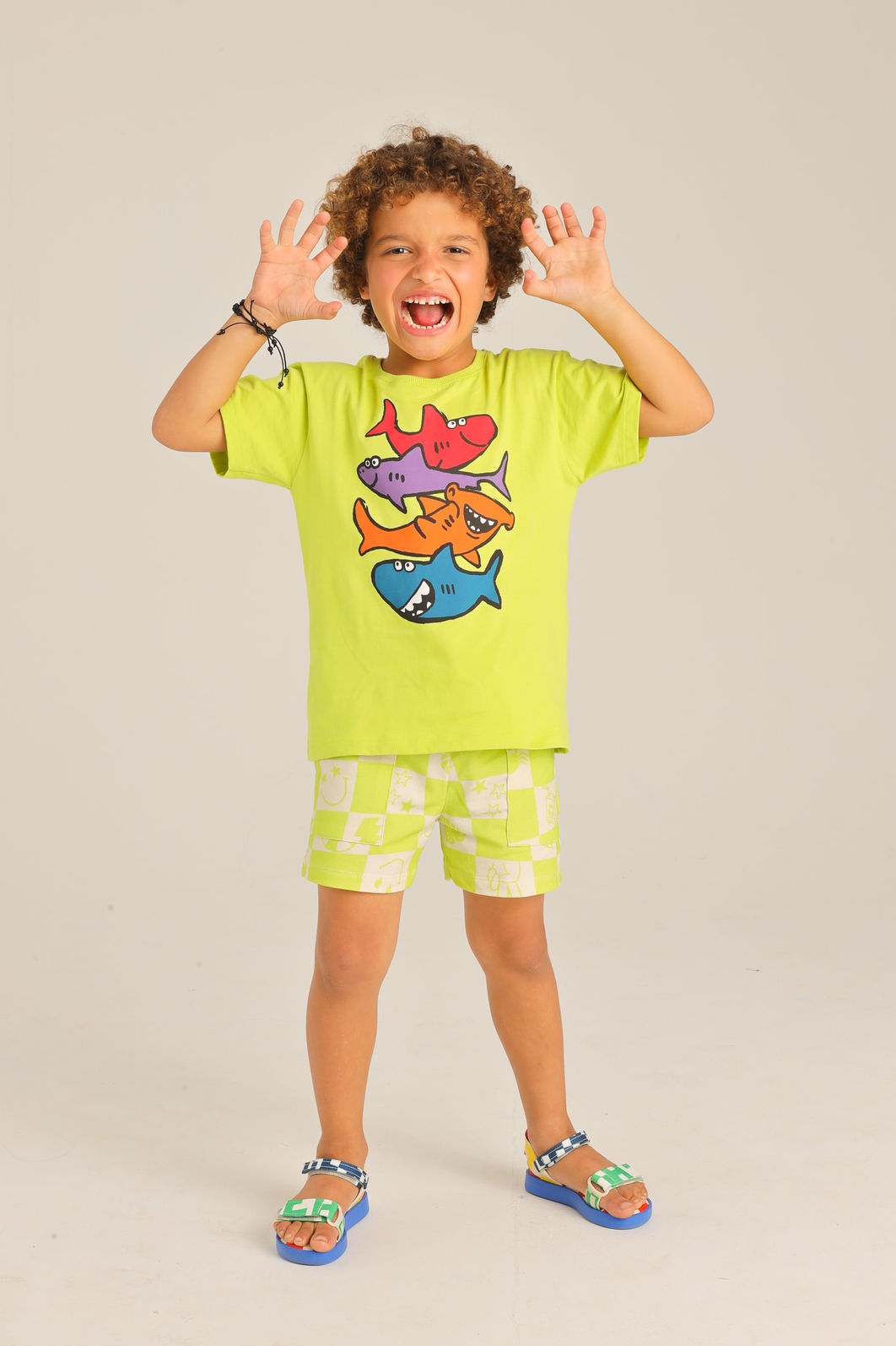 SHORTS UNISSEX QUADRI VERDINHO