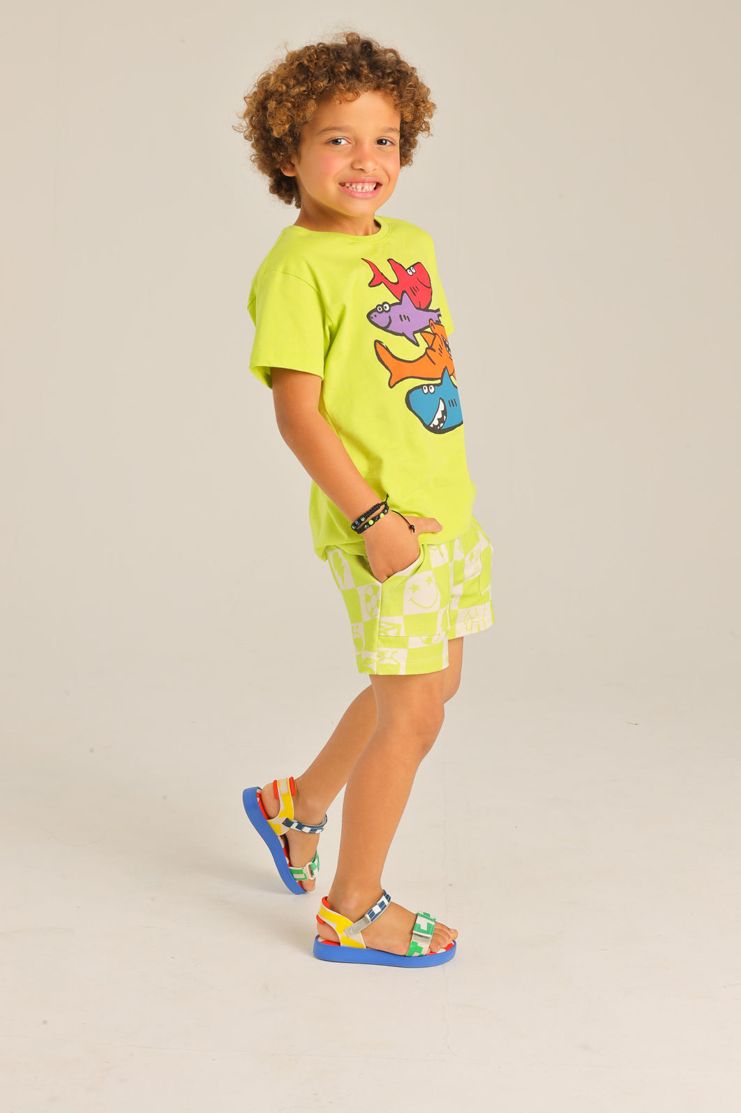 SHORTS UNISSEX QUADRI VERDINHO