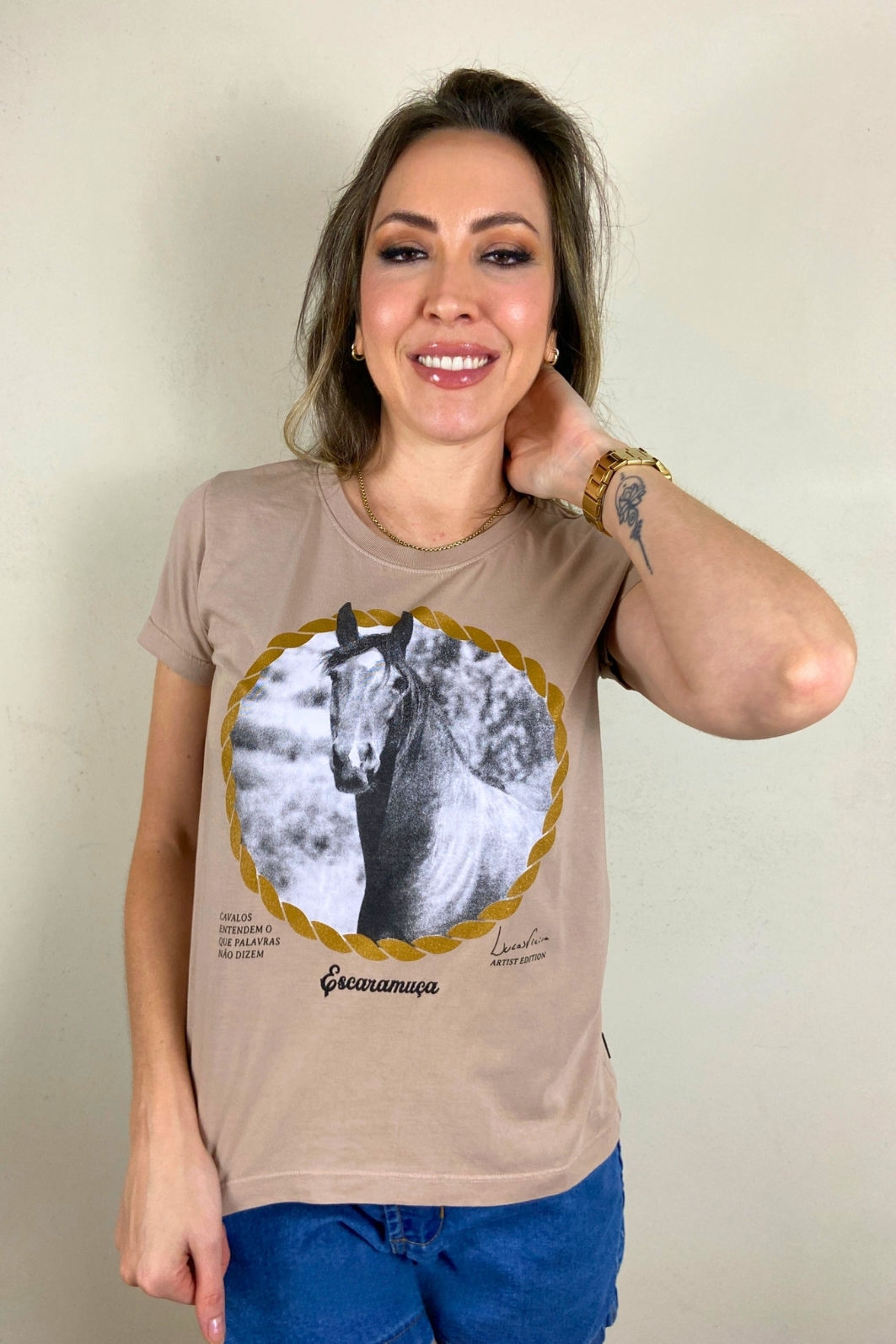 CAMISETA FEM ELLEGANCE - NUDE - F218 CAMISETA FEM ELLEGANCE - NUDE - F218