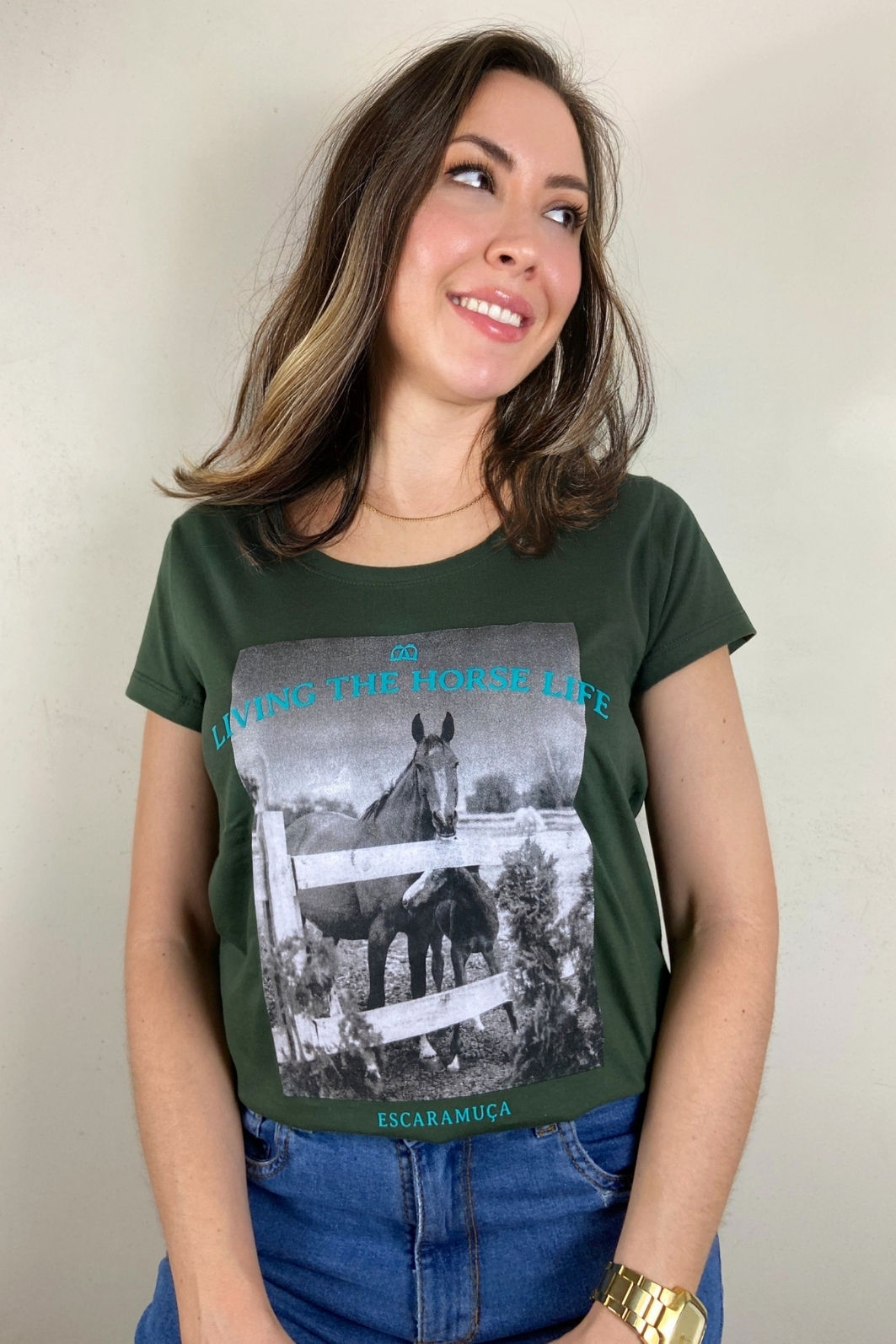 CAMISETA FEM HORSE LIFE - VERDE - F210 CAMISETA FEM HORSE LIFE - VERDE - F210