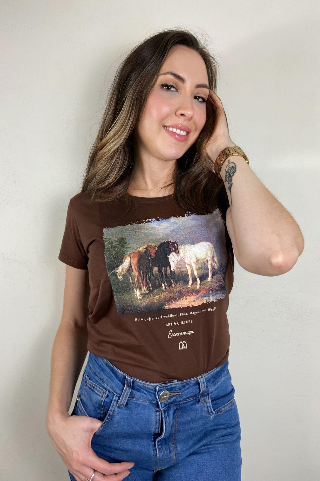 CAMISETA FEM MAGNUS - MARROM -F207 CAMISETA FEM MAGNUS - MARROM -F207