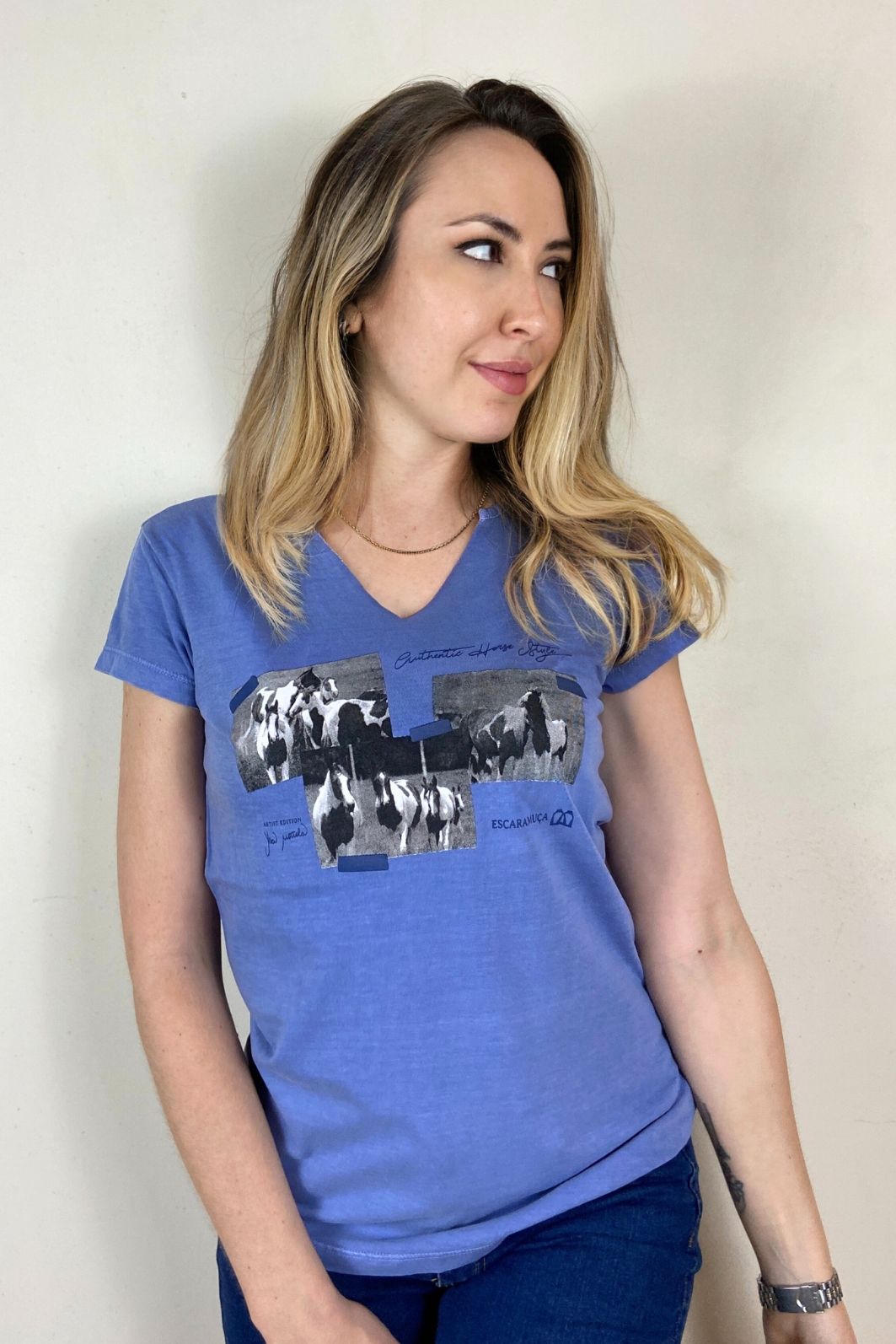 CAMISETA FEMININA FAMILY STONE AZUL - 1F164 CAMISETA FEMININA FAMILY STONE AZUL - 1F164