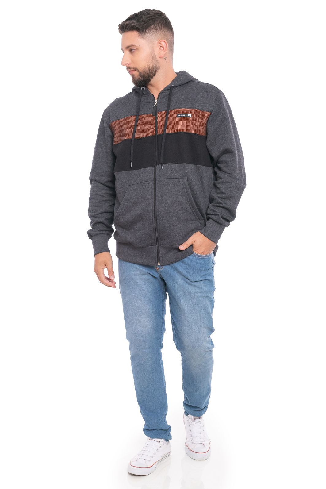 Jaqueta Masculina em Moletom com Recortes Jaqueta Masculina em Moletom com Recortes