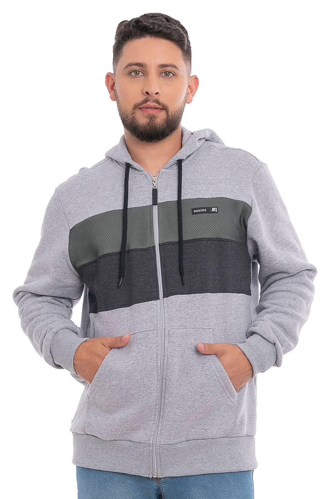 Jaqueta Masculina em Moletom com Recortes Jaqueta Masculina em Moletom com Recortes