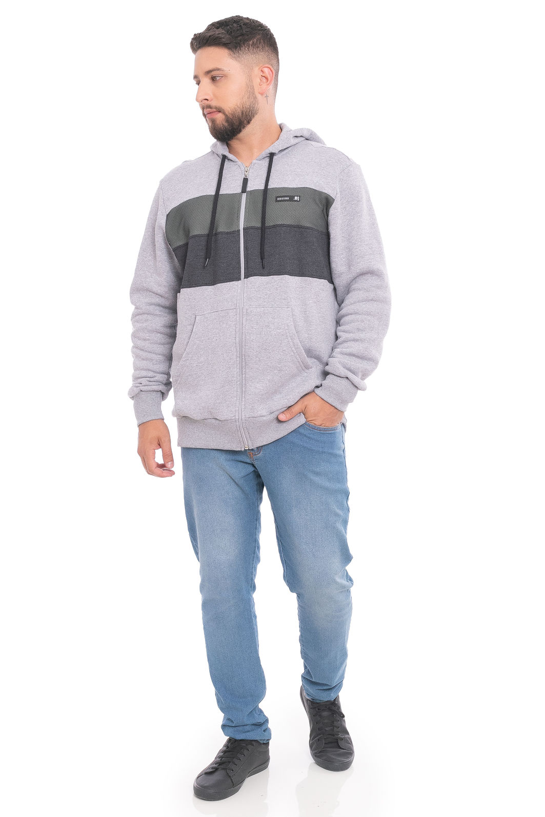 Jaqueta Masculina em Moletom com Recortes Jaqueta Masculina em Moletom com Recortes