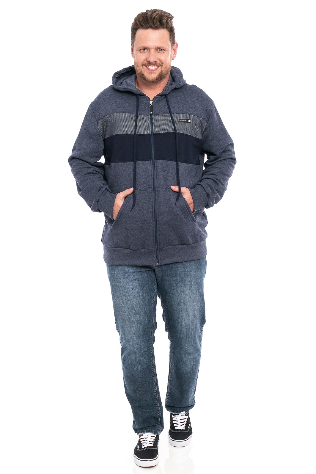 Jaqueta Masculina em Moletom com Recortes Jaqueta Masculina em Moletom com Recortes