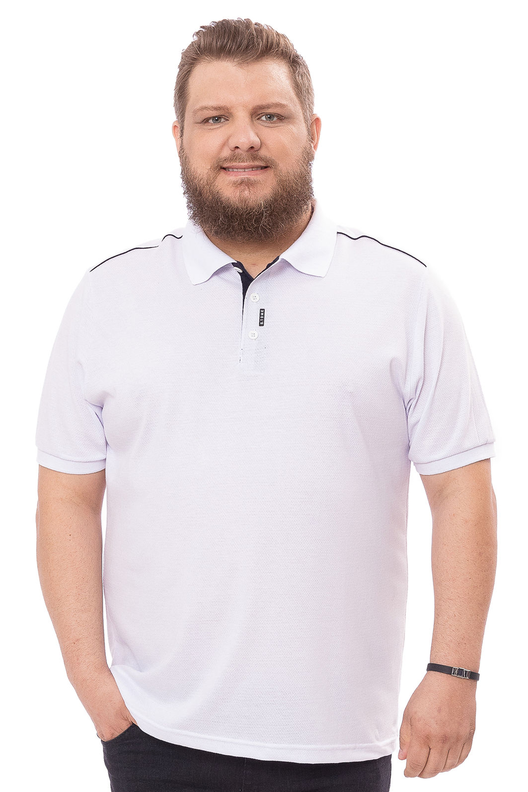 Polo Plus Size Malha Poá Polo Plus Size Malha Poá