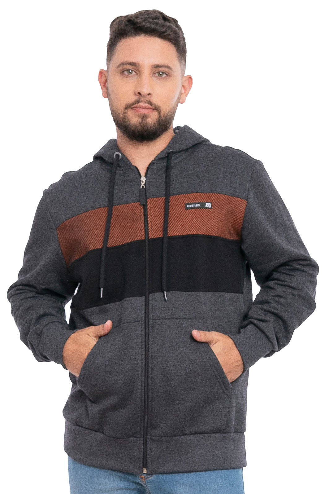 Jaqueta Masculina em Moletom com Recortes Jaqueta Masculina em Moletom com Recortes