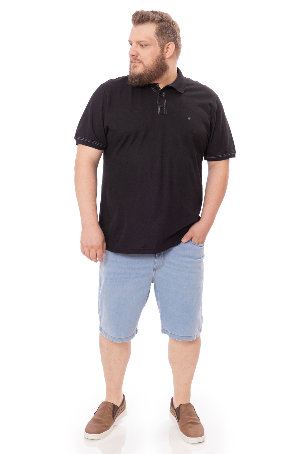 Polo Plus Size Com Costura Contrastante Polo Plus Size Com Costura Contrastante