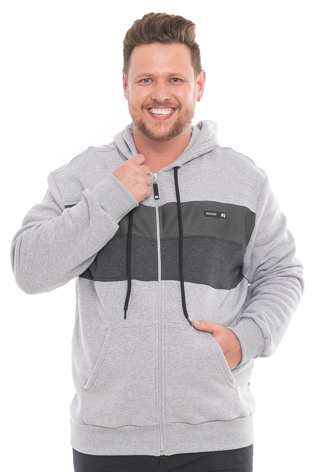 Jaqueta Masculina em Moletom com Recortes Jaqueta Masculina em Moletom com Recortes