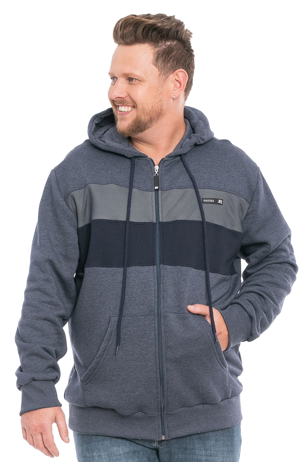 Jaqueta Masculina em Moletom com Recortes Jaqueta Masculina em Moletom com Recortes