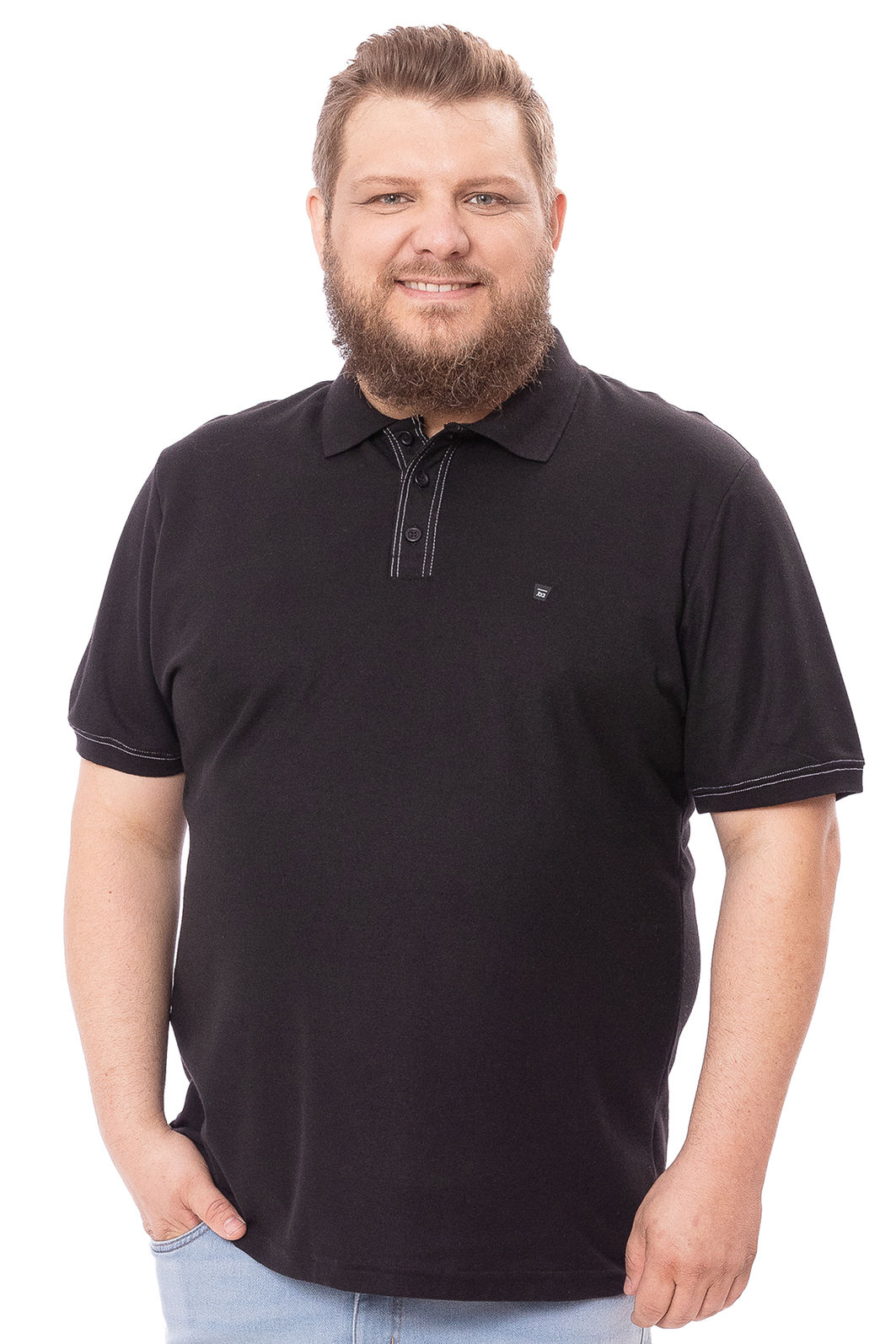 Polo Plus Size Com Costura Contrastante Polo Plus Size Com Costura Contrastante