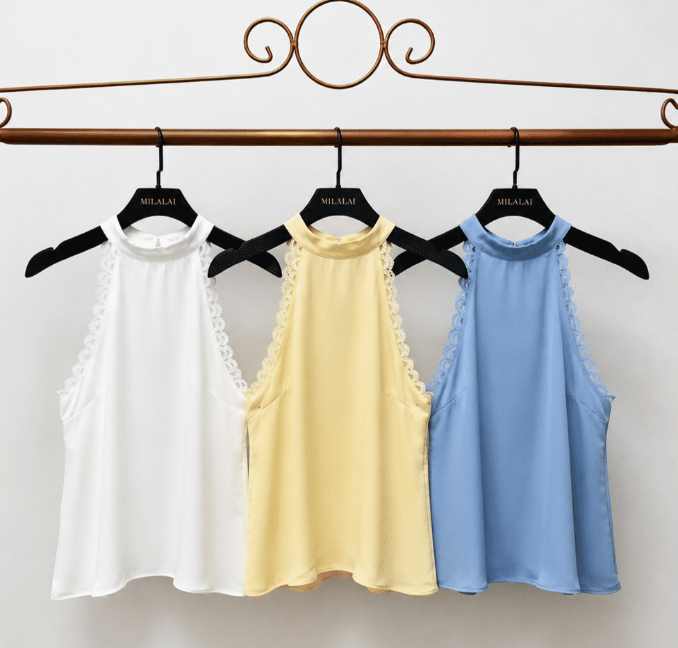 Regata Crepe Decote Halter Renda - Milalai Regata Crepe Decote Halter Renda - Milalai
