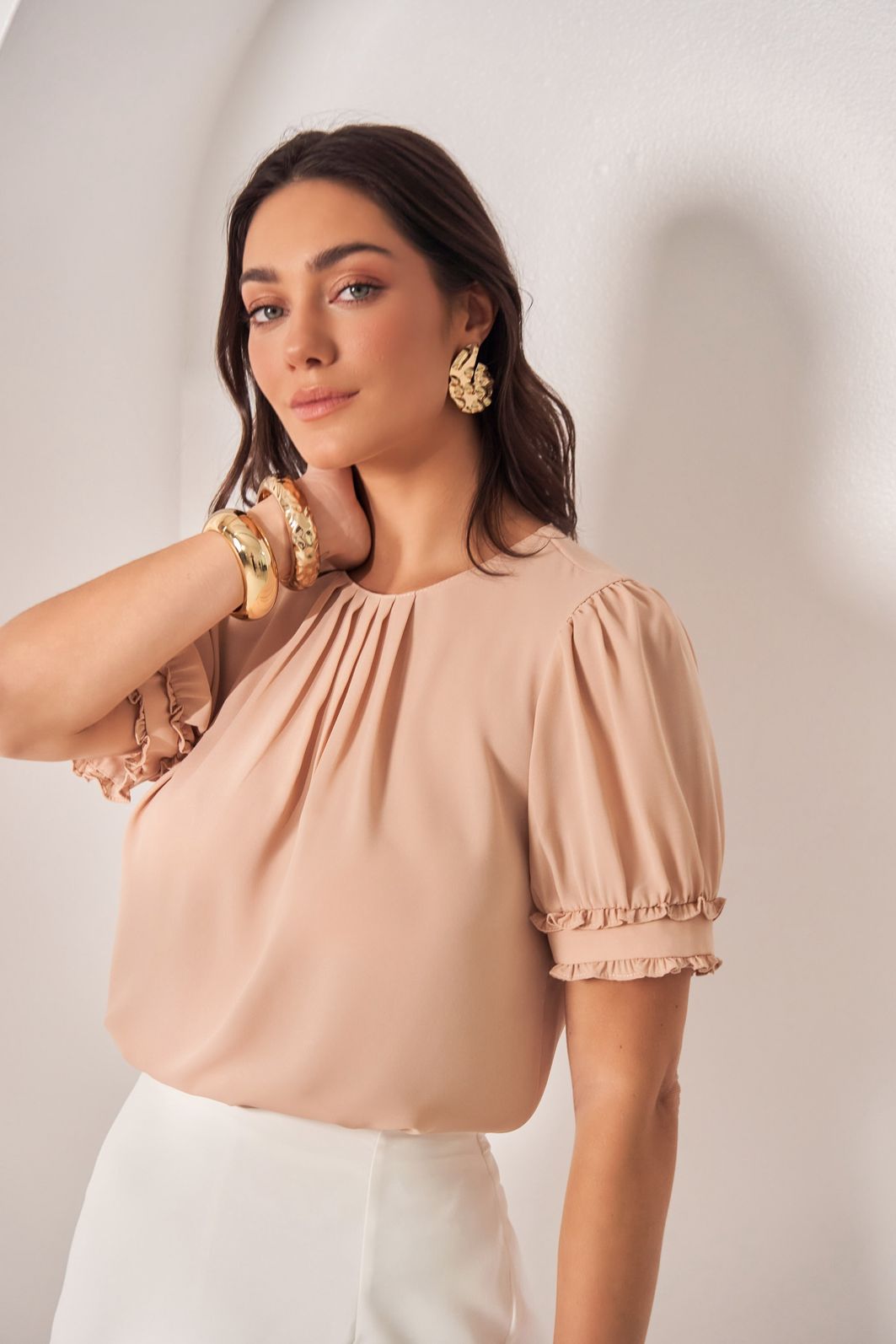 Blusa Manga Bufante e Babados - Milalai Blusa Manga Bufante e Babados - Milalai