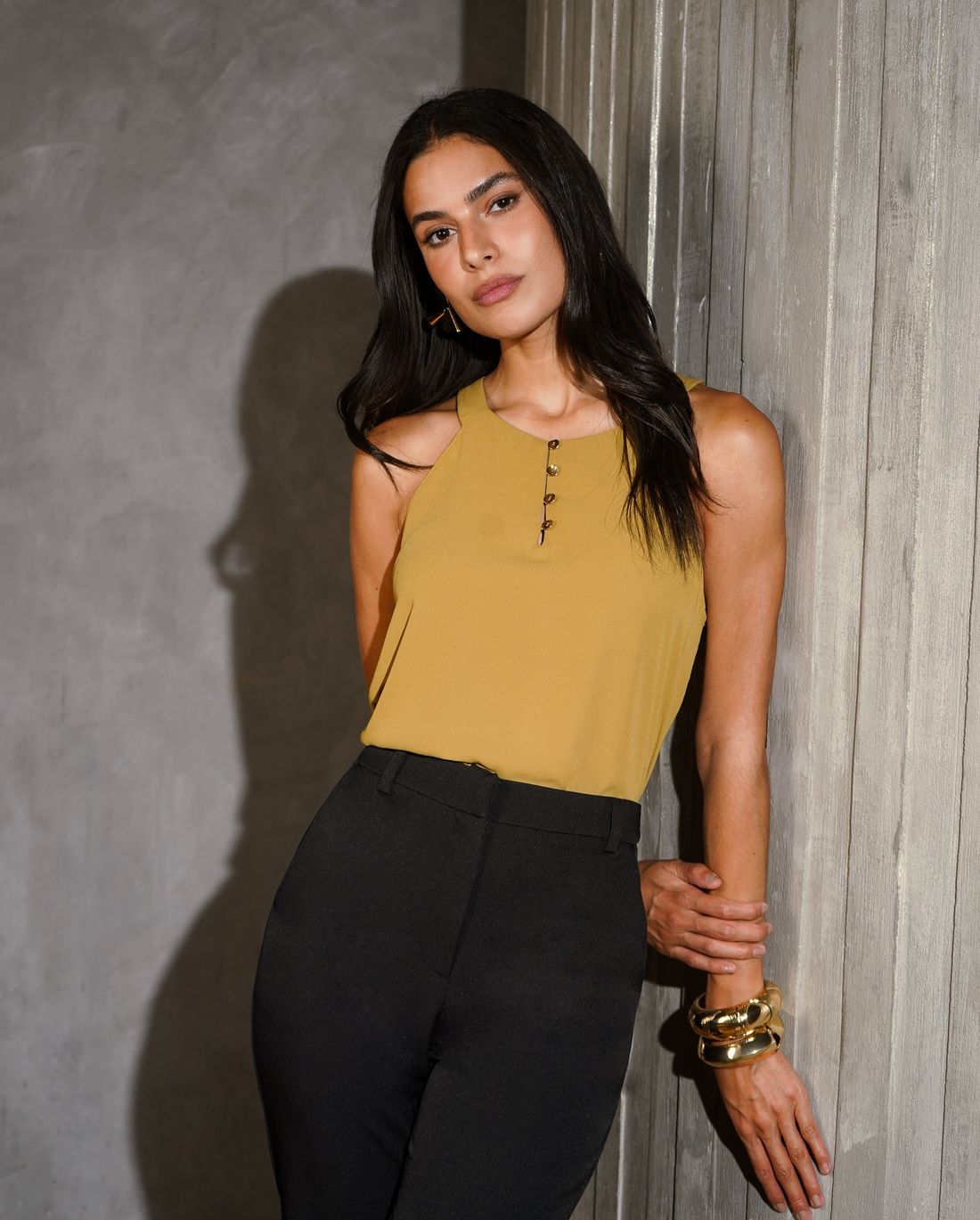 Regata Halter Botões Orgânico - Donna Ritz