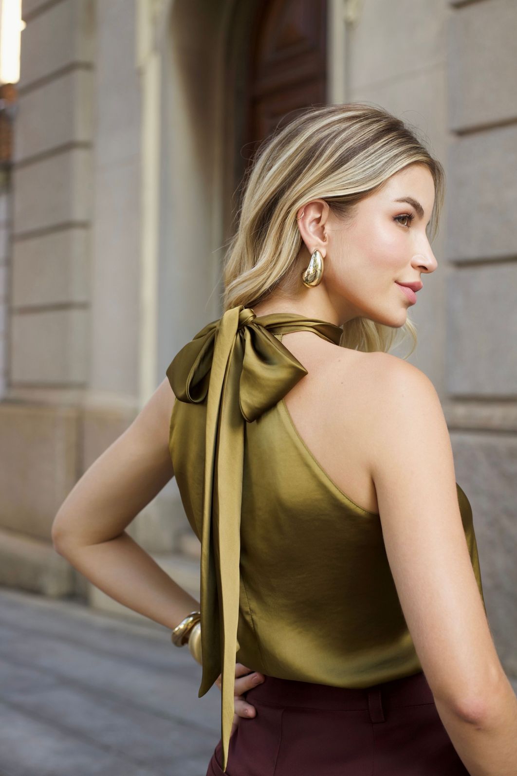 Regata Acetinada Gola Laço - Doce Flor