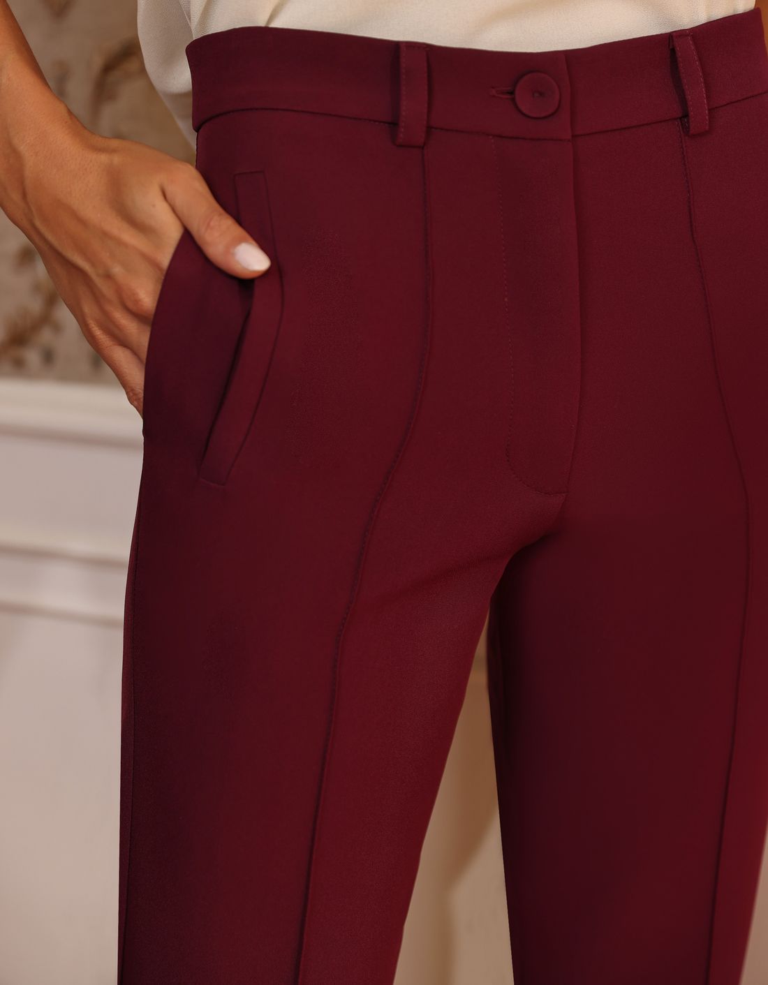 Calça Em Alfaiataria Com Nervuras- Doce Flor