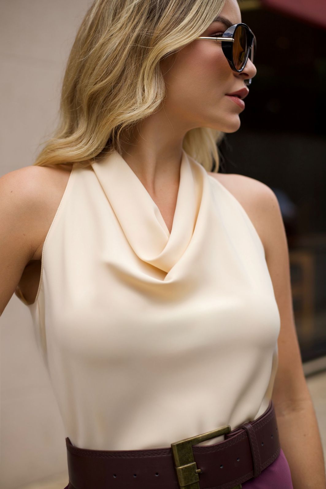 Regata Crepe Degagê Acetinada - Doce Flor