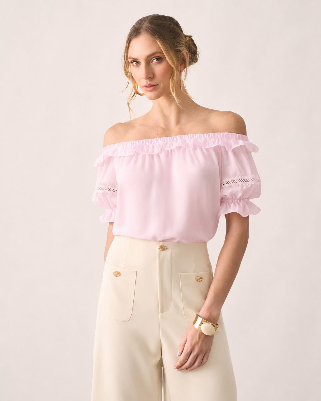 Blusa Crepe Ciganinha Babados - Milalai Blusa Crepe Ciganinha Babados - Milalai