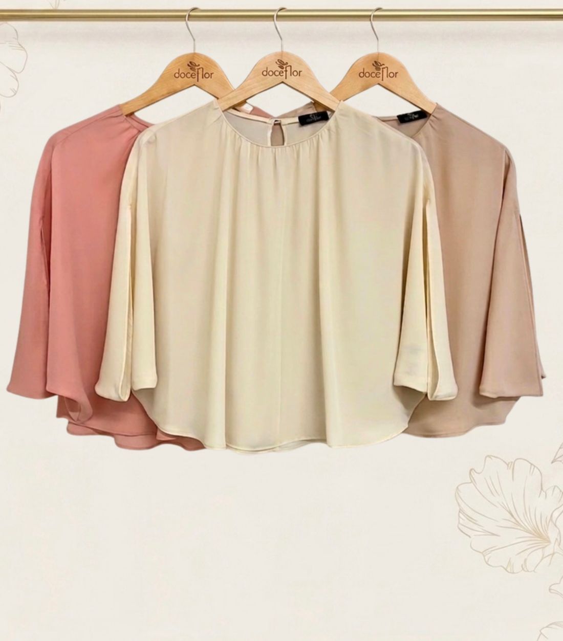 Blusa Crepe Capa Com Franzido - Doce Flor
