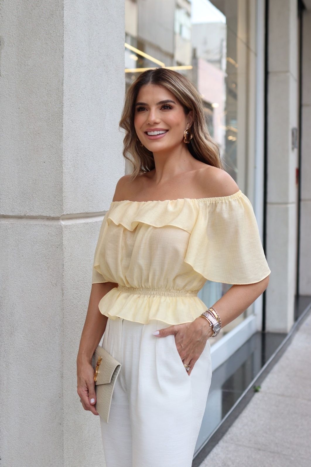 Blusa Ombro a Ombro Babados - Doce Flor