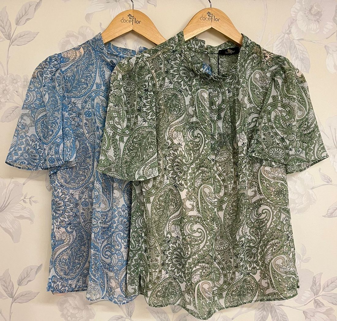 Blusa Com Pregas Estampa Cashmere - Doce Flor Blusa Com Pregas Estampa Cashmere - Doce Flor