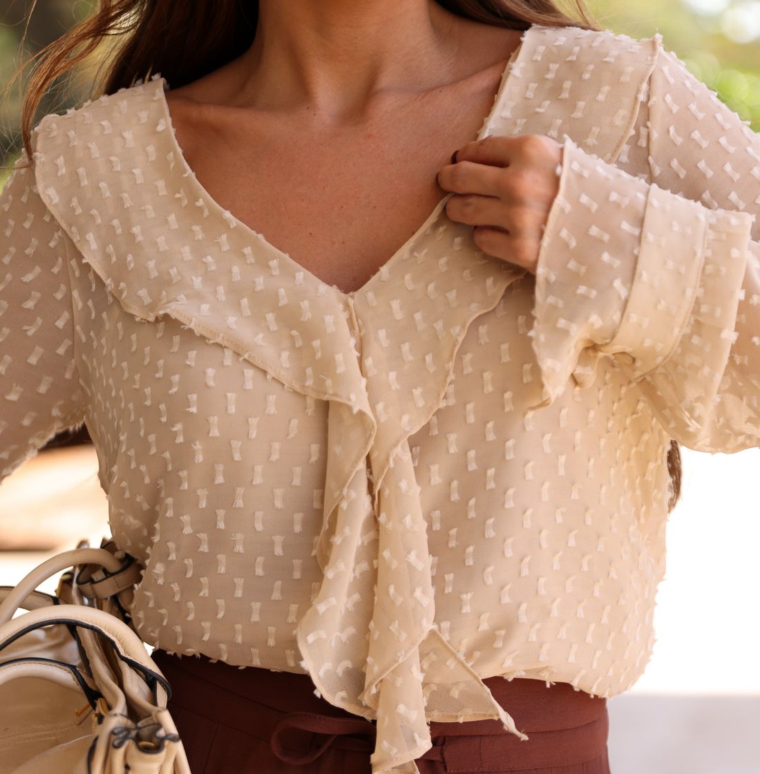 Blusa Chiffon Com Jabots - Doce Flor