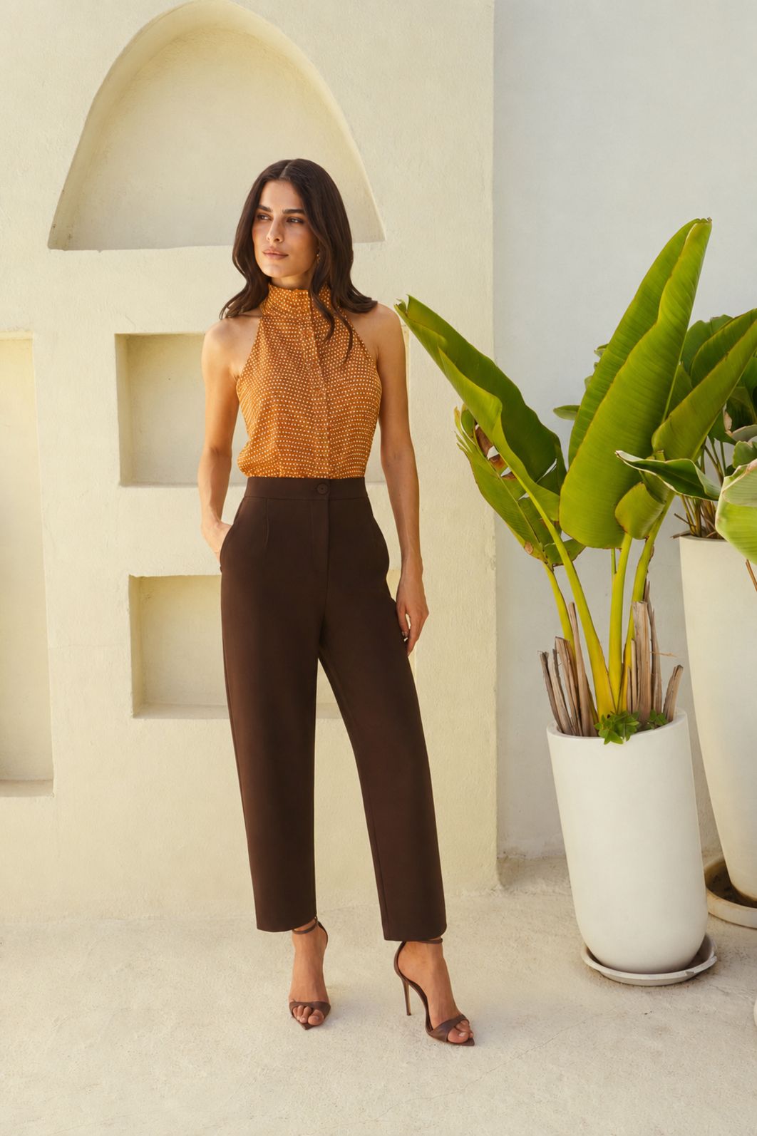Calça Barrel Prega Span - Donna Ritz Calça Barrel Prega Span - Donna Ritz
