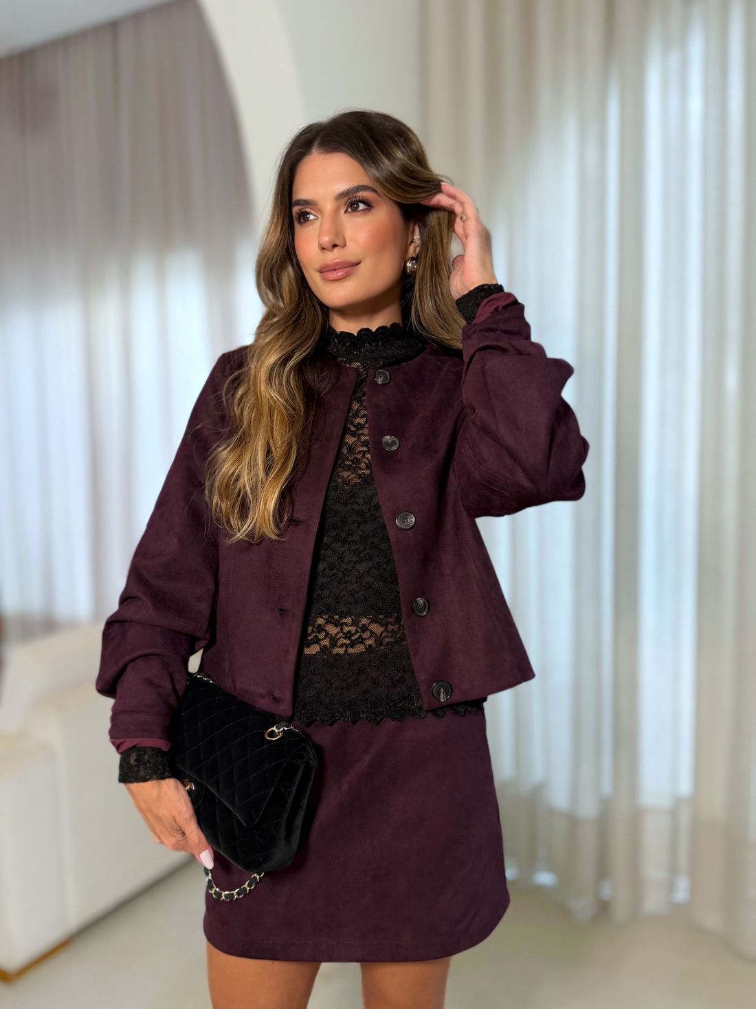 Shorts Saia Faca Suede - Donna Ritz