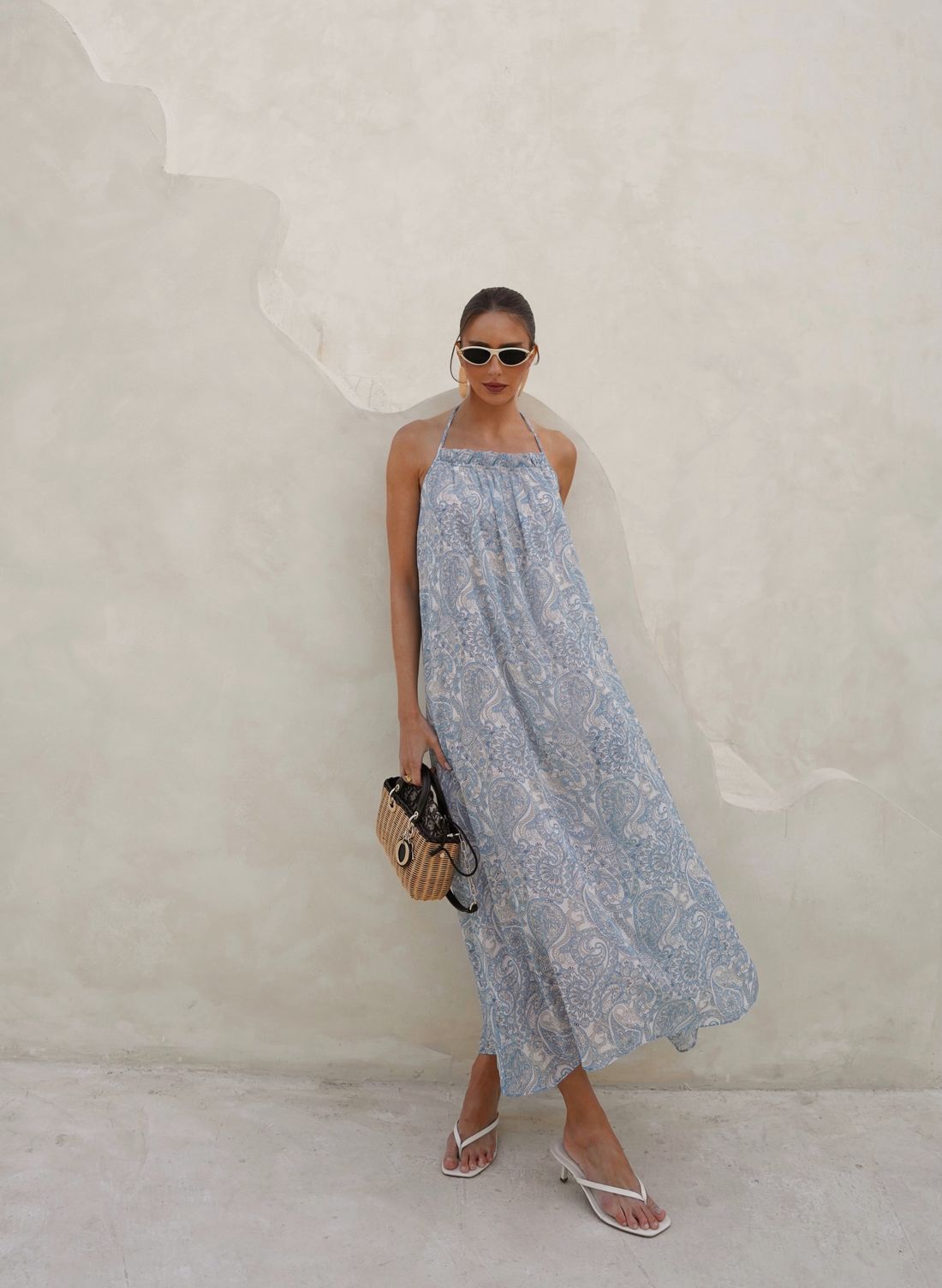 Vestido Longo Com Alças Estampa Cashmere - Doce Flor Vestido Longo Com Alças Estampa Cashmere - Doce Flor