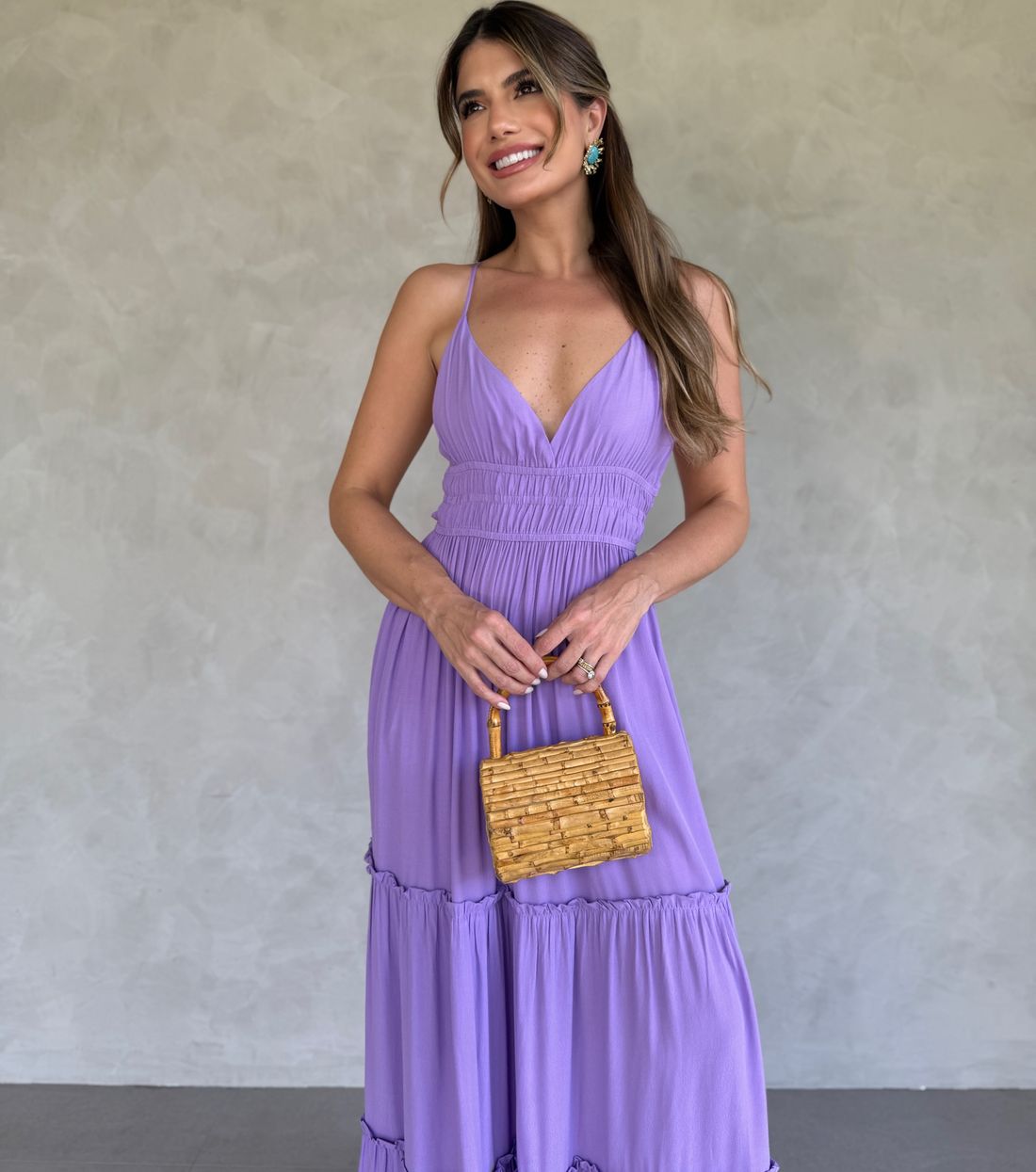 Vestido Longo Viscose Franzido - Unique Chic Vestido Longo Viscose Franzido - Unique Chic