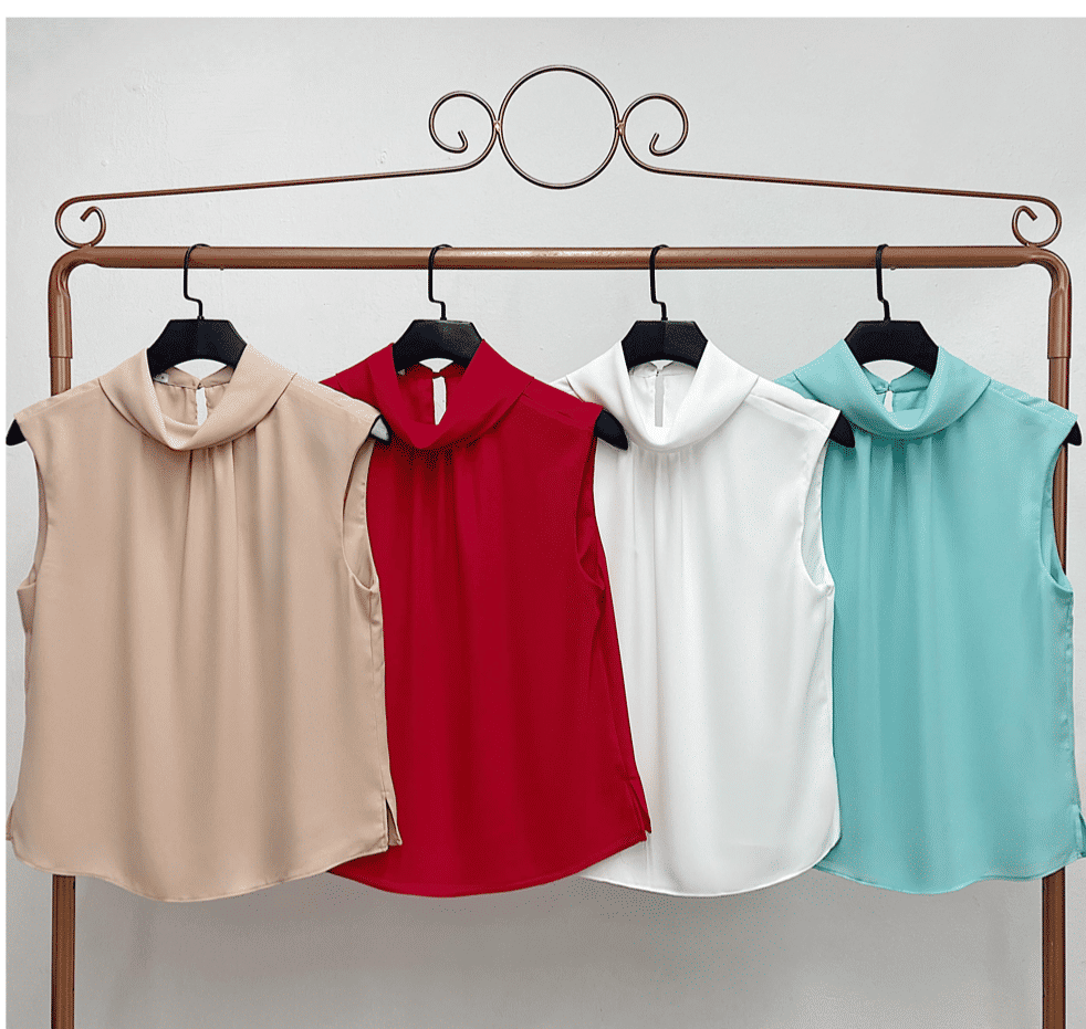 Regata Gola Alta Decote Franzido - Milalai Regata Gola Alta Decote Franzido - Milalai