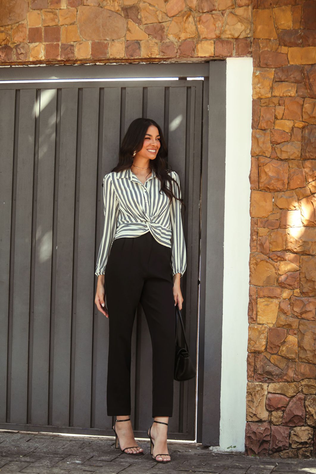 Camisa Crepe Torcida Listrada - Donna Ritz Camisa Crepe Torcida Listrada - Donna Ritz