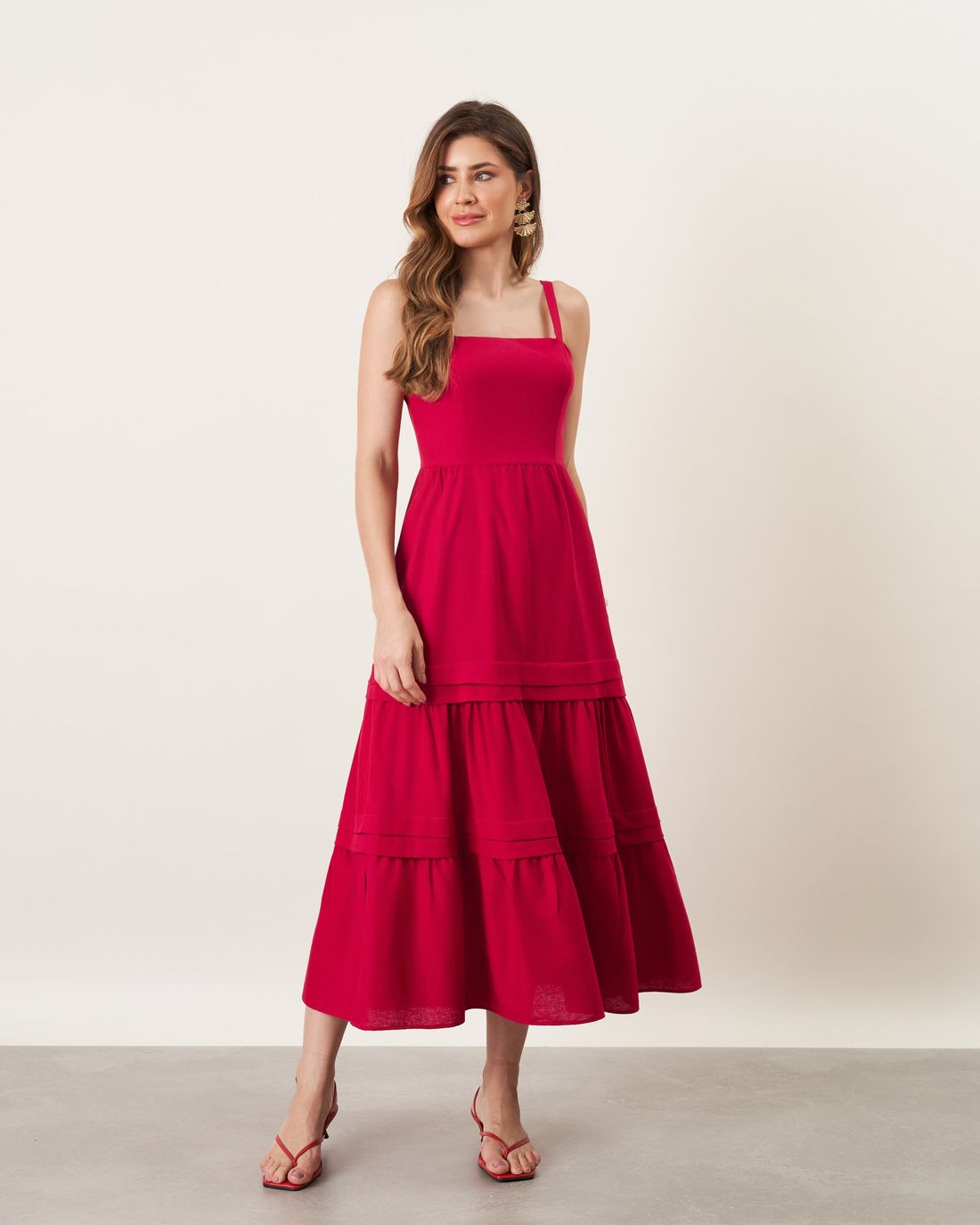Vestido Viscolinho Com Pregas Saia - Milalai Vestido Viscolinho Com Pregas Saia - Milalai