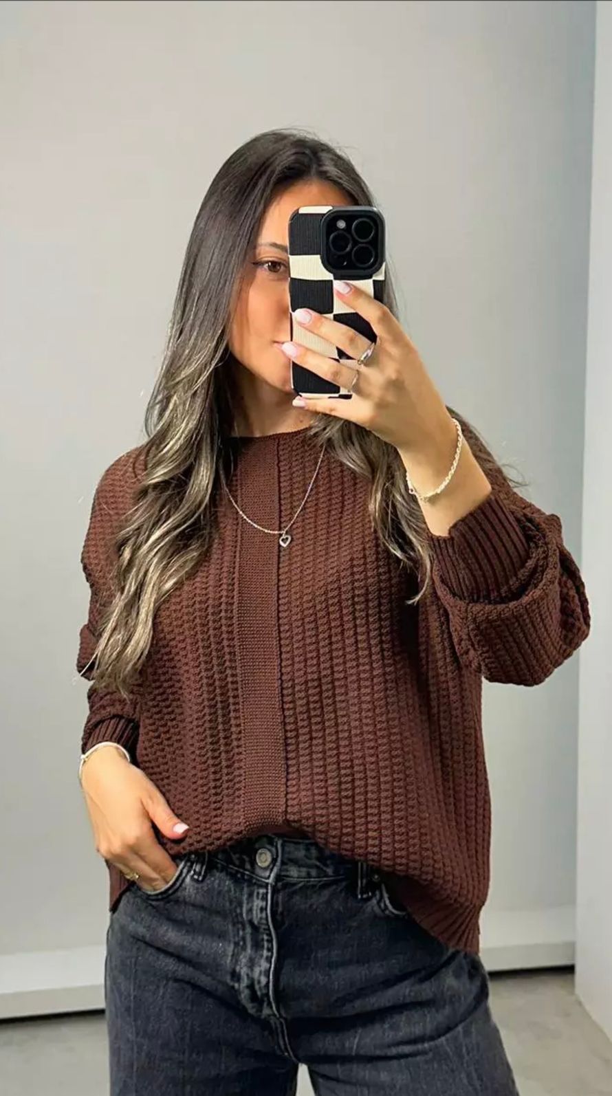 Blusa Tricot Trama Marrom Blusa Tricot Trama Marrom