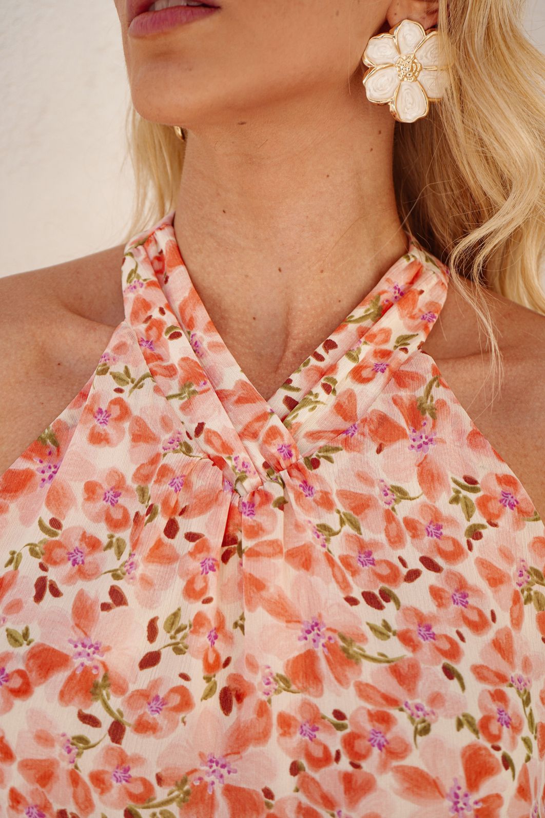 Regata Crepe Halter Yoryu Floral - Donna Ritz