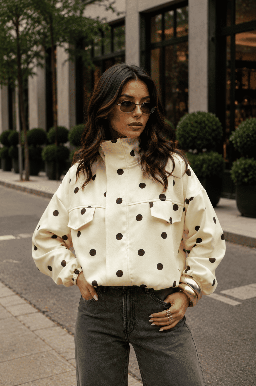 Jaqueta Oversized Poá ( Amarelo e Marrom) Jaqueta Oversized Poá ( Amarelo e Marrom)