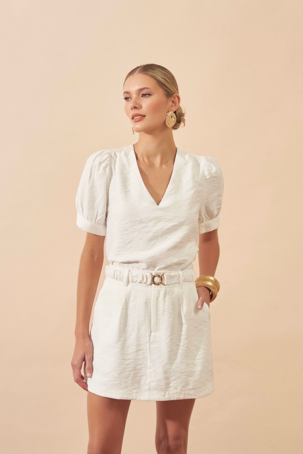 Blusa Decote V Twill - Milalai Blusa Decote V Twill - Milalai