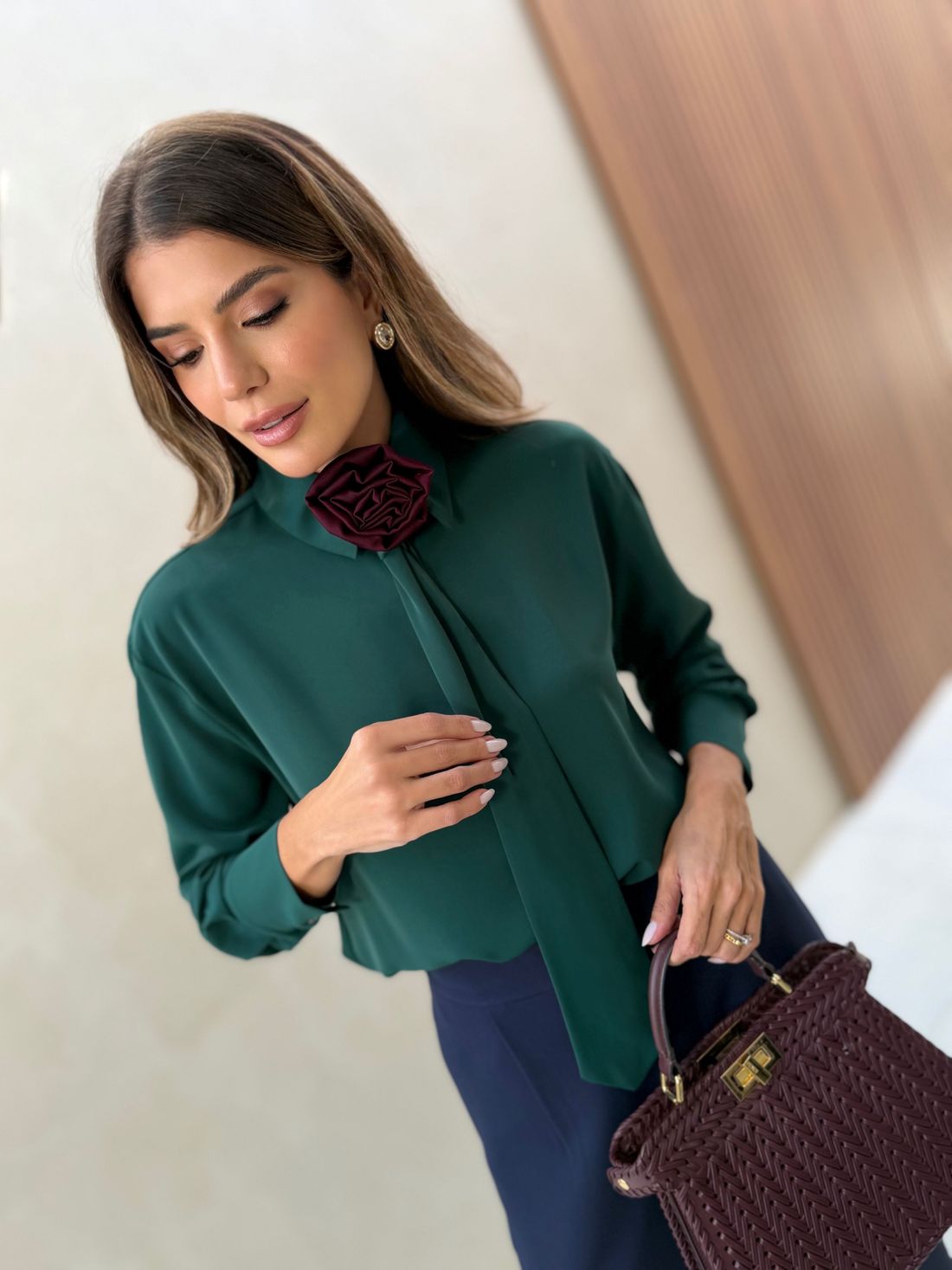 Calça Wide Alfaiataria Reta Botão Forrado - Doce Flor