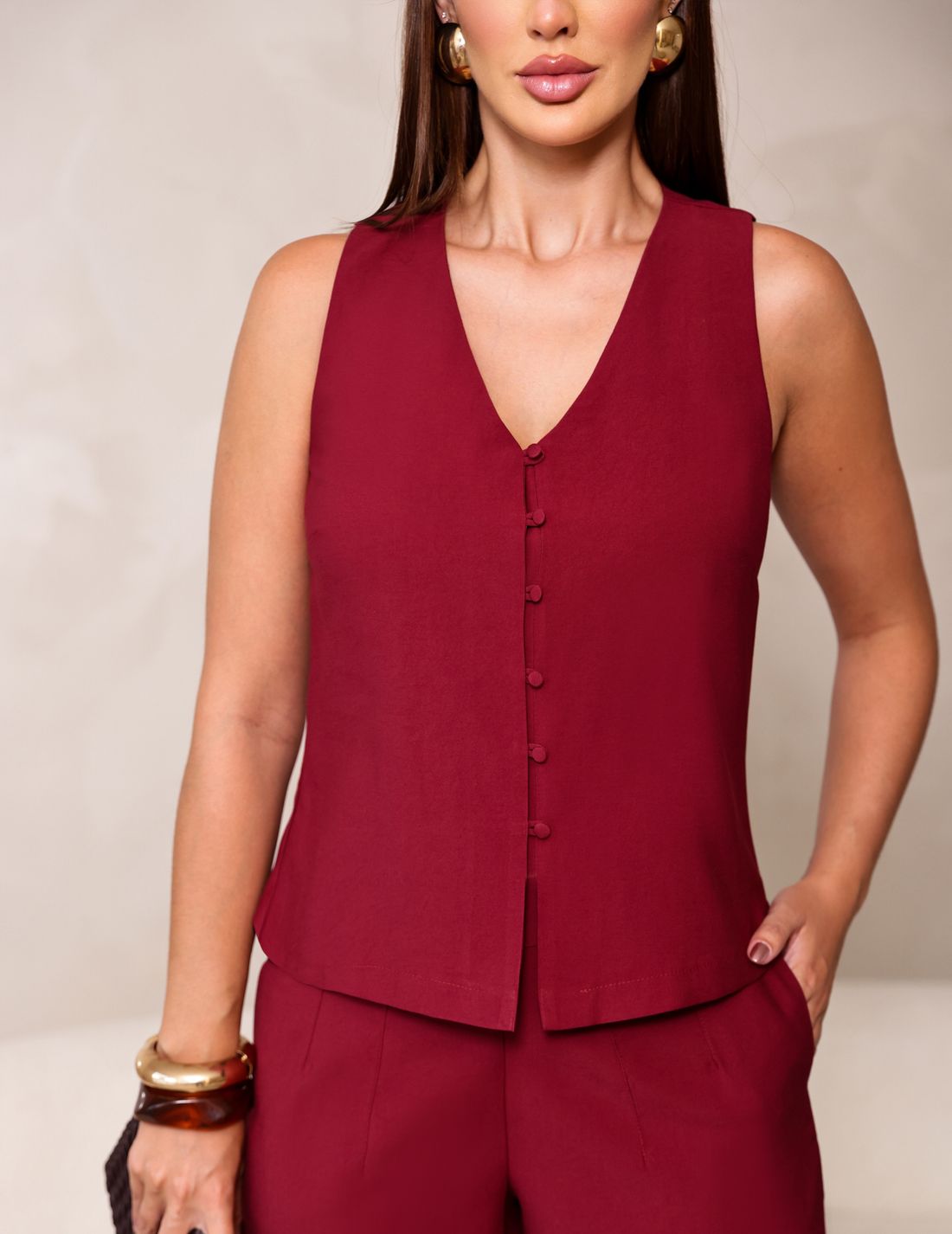 Colete Decote V - Doce Flor Colete Decote V - Doce Flor