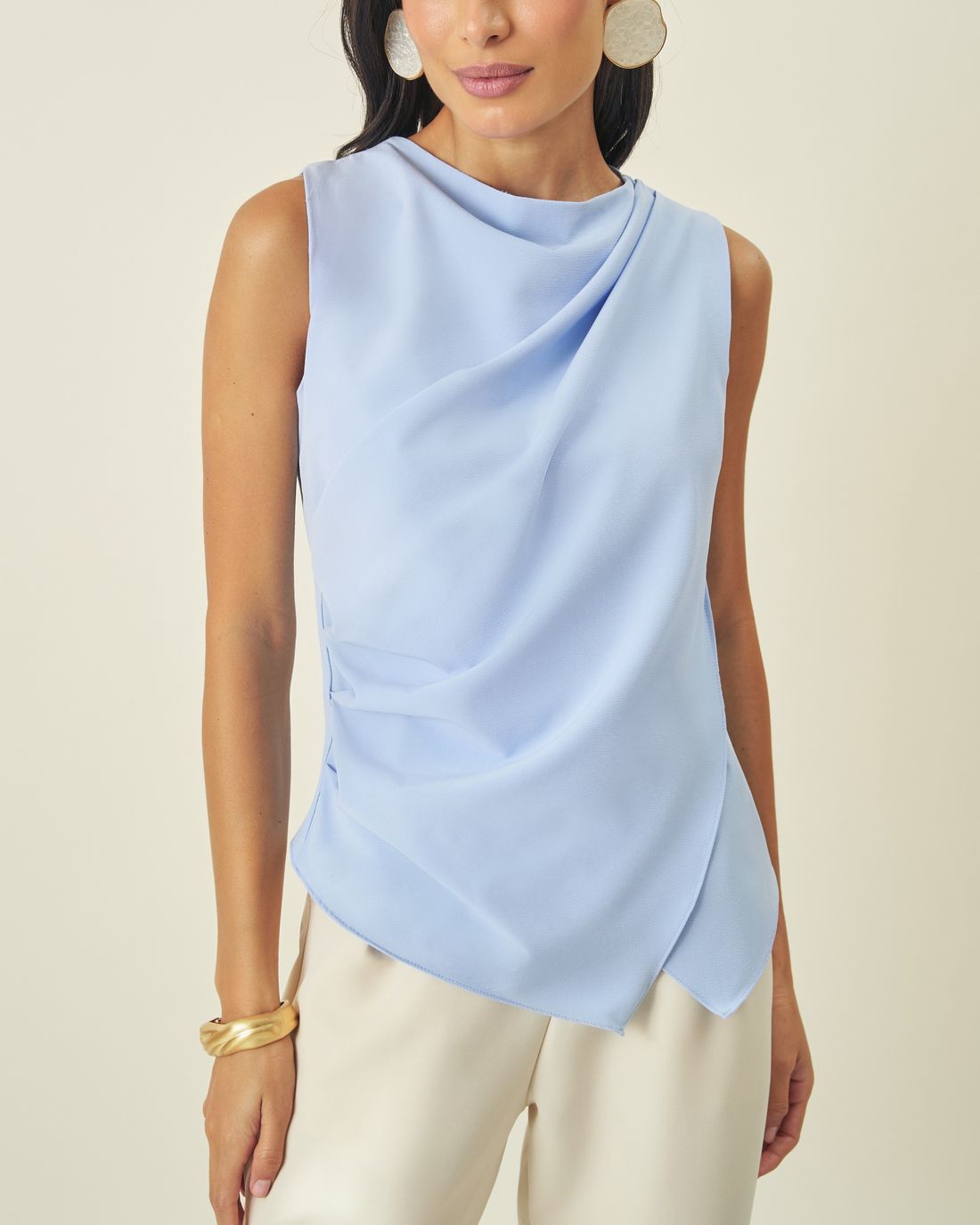Regata Crepe Royal Transpassado Drapeado - Milalai Regata Crepe Royal Transpassado Drapeado - Milalai