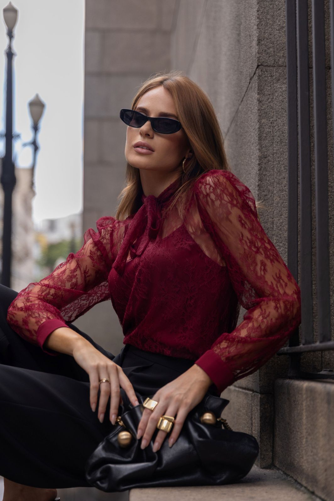 Blusa Manga Longa Gola Laço Renda - Doce Flor