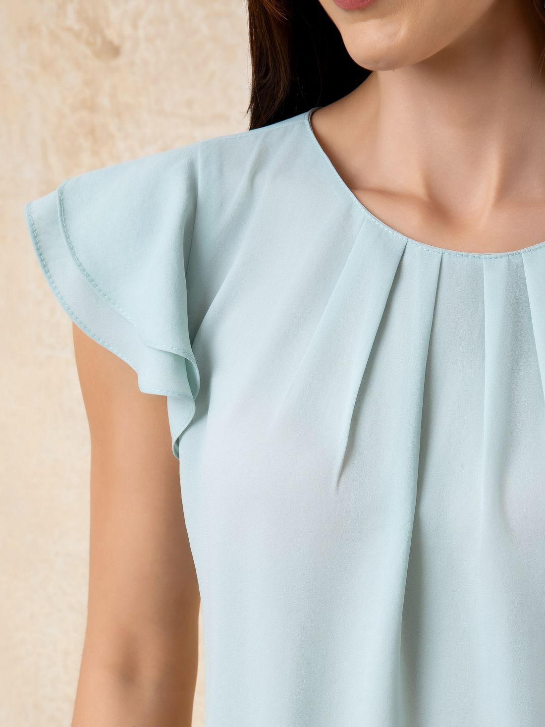 Blusa Crepe Pregas Babados Na Manga - Doce Flor Blusa Crepe Pregas Babados Na Manga - Doce Flor